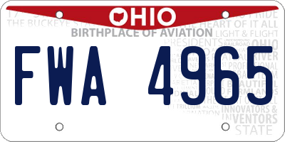 OH license plate FWA4965