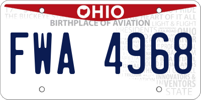 OH license plate FWA4968