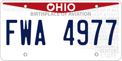 OH license plate FWA4977