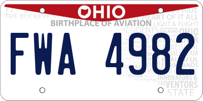 OH license plate FWA4982