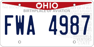 OH license plate FWA4987