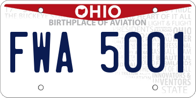 OH license plate FWA5001