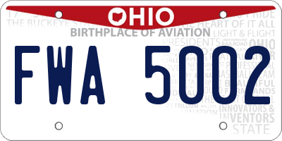 OH license plate FWA5002