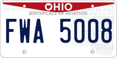 OH license plate FWA5008