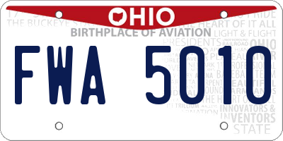 OH license plate FWA5010