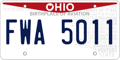 OH license plate FWA5011