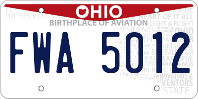 OH license plate FWA5012