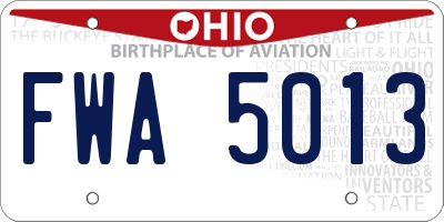 OH license plate FWA5013