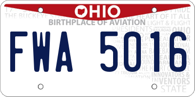 OH license plate FWA5016