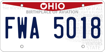 OH license plate FWA5018