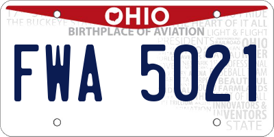 OH license plate FWA5021