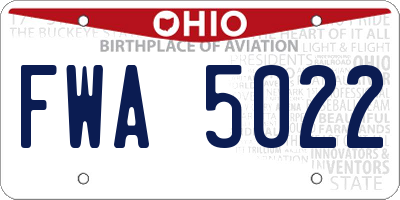OH license plate FWA5022