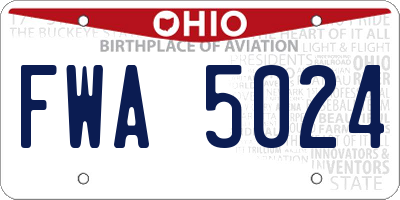 OH license plate FWA5024