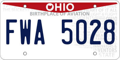 OH license plate FWA5028