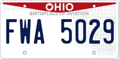 OH license plate FWA5029