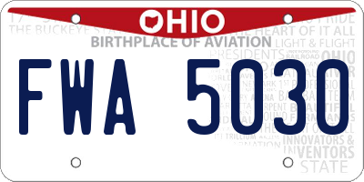 OH license plate FWA5030