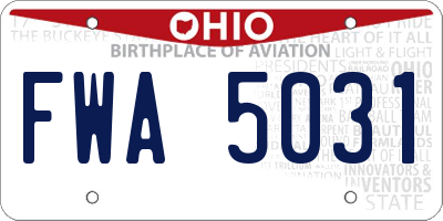 OH license plate FWA5031