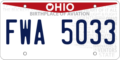 OH license plate FWA5033