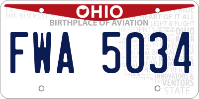 OH license plate FWA5034