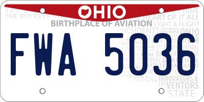 OH license plate FWA5036