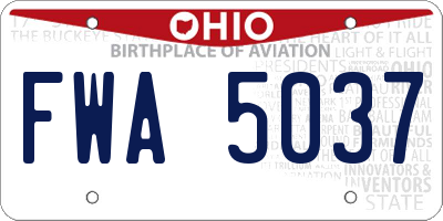 OH license plate FWA5037