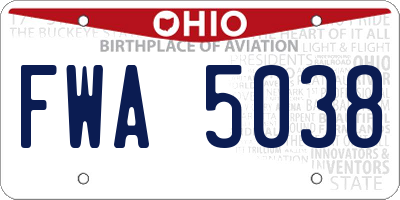 OH license plate FWA5038