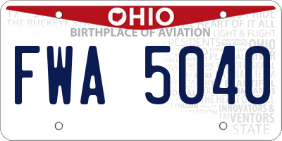 OH license plate FWA5040