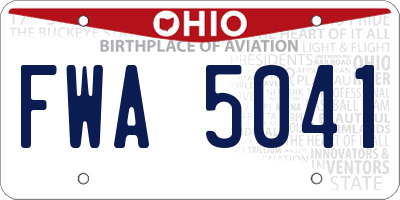 OH license plate FWA5041