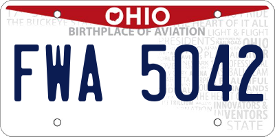 OH license plate FWA5042