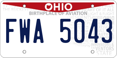 OH license plate FWA5043