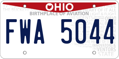 OH license plate FWA5044