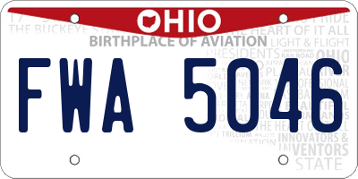 OH license plate FWA5046