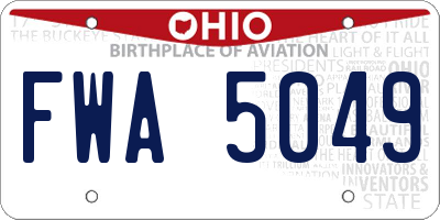 OH license plate FWA5049