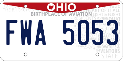 OH license plate FWA5053