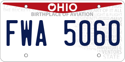 OH license plate FWA5060