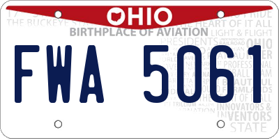 OH license plate FWA5061