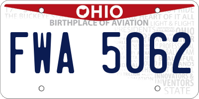 OH license plate FWA5062