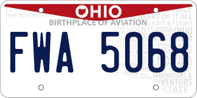 OH license plate FWA5068