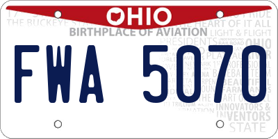 OH license plate FWA5070