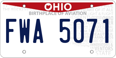 OH license plate FWA5071