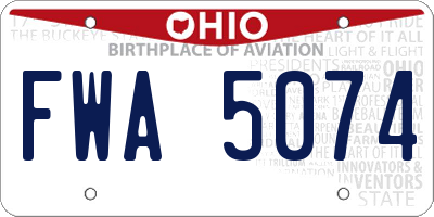 OH license plate FWA5074