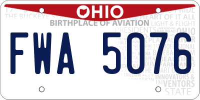 OH license plate FWA5076