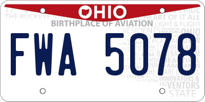 OH license plate FWA5078