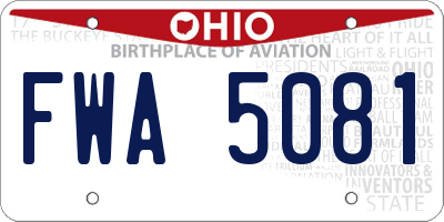 OH license plate FWA5081