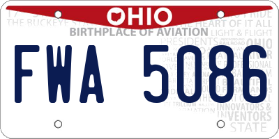 OH license plate FWA5086