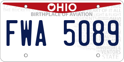 OH license plate FWA5089