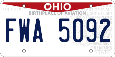 OH license plate FWA5092