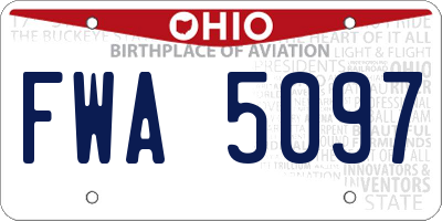 OH license plate FWA5097