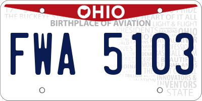 OH license plate FWA5103