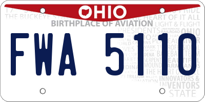 OH license plate FWA5110